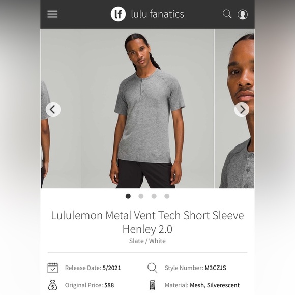 (81)lululemon Henley Metal Vent Tech - Picture 1 of 5